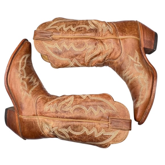 Justin Handcrafted Western Cowboy Boots BRL120 Bent Rail Brown Tan Womens 10B - Picture 6 of 14